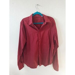 GUESS Mens‎ Burgundy Embroidered Long Sleeve Button Up Shirt XL